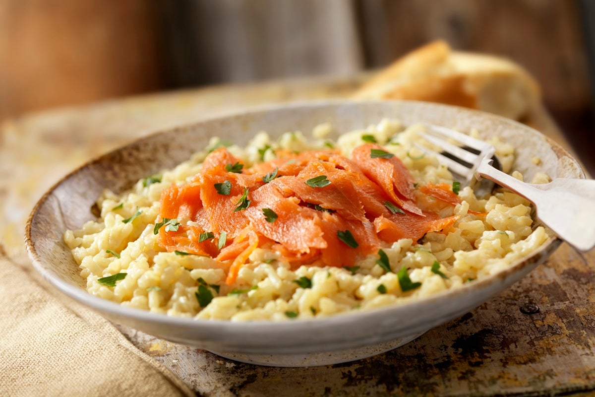 Salmone affumicato e riso