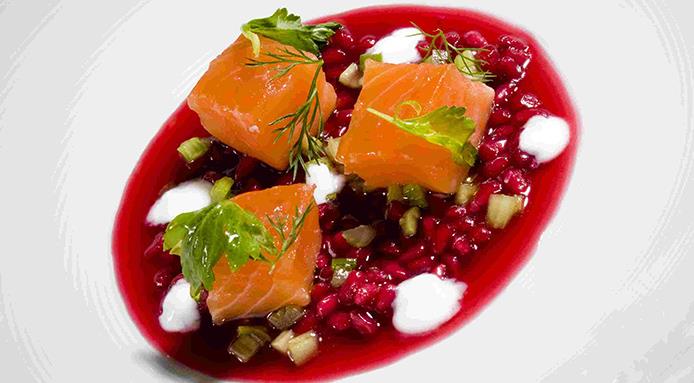 zuppa di pesce e melograno