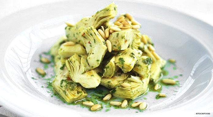 cuore ci carciofo con pinoli