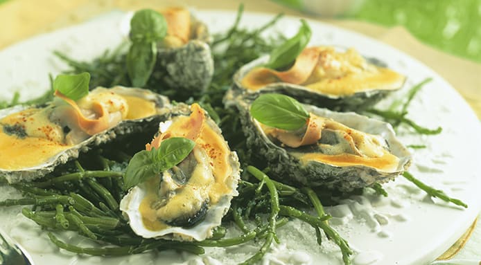 Ostriche gratinate con la salicornia