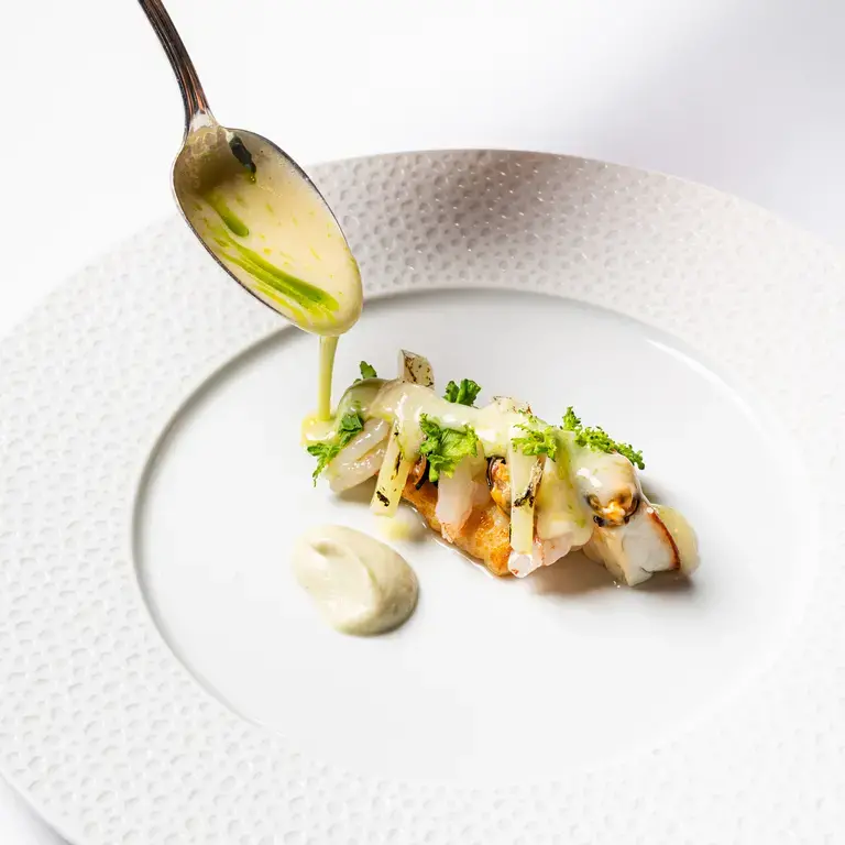 Il Desco_Rombo, gamberi rosa, cozze e verbena