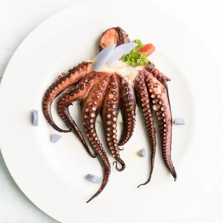 Un piatto servito al ristorante di Alpemare, lo stabilimento balneare di Bocelli