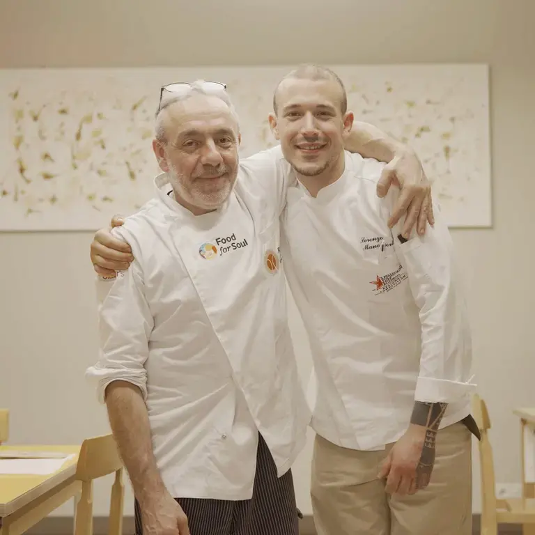Chef Pasquale Valente e Lorenzo Manosperti al Refettorio di Bologna