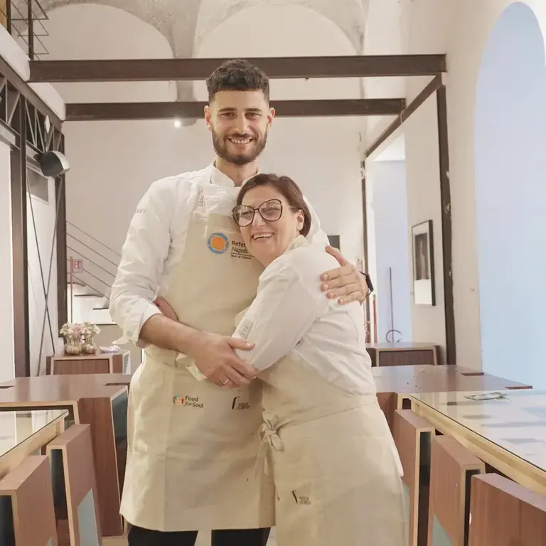 Chef Sabrina Russo e Alessio Magistro al Refettorio di Napoli