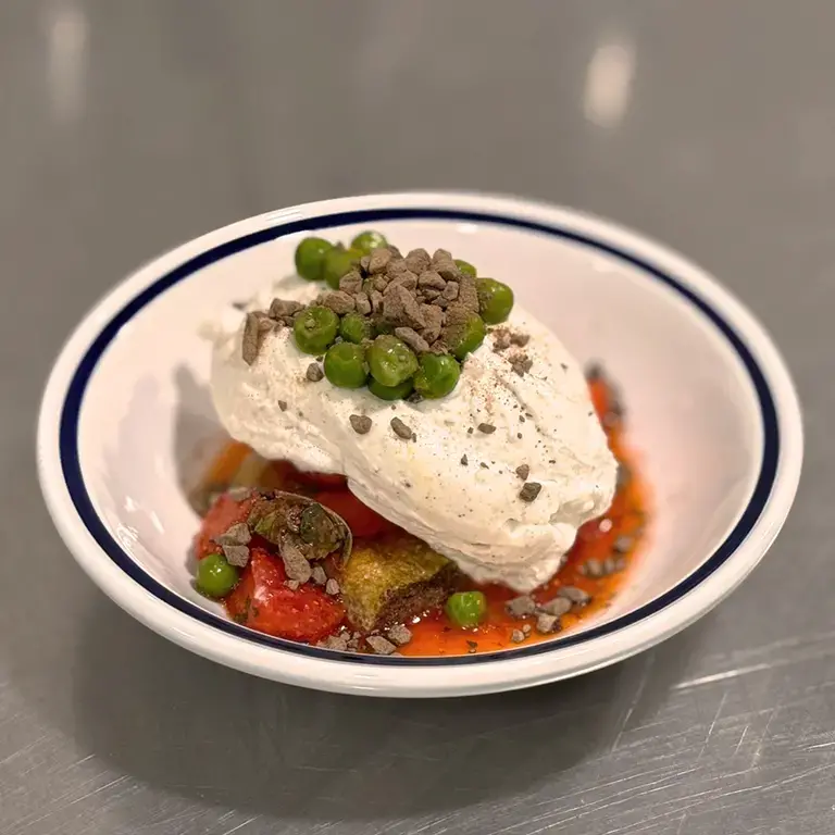 Fragole, piselli, mascarpone e cioccolato