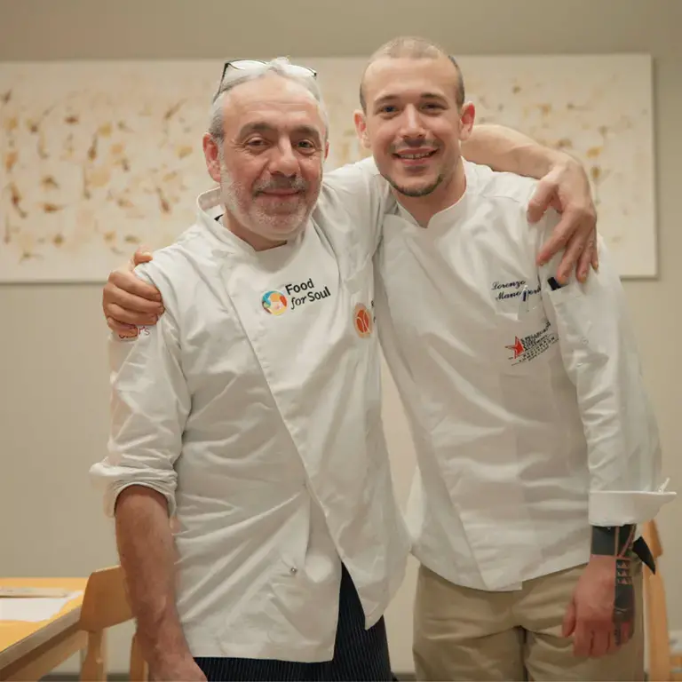 Chef Pasquale Valente e chef Lorenzo Manosperti al Refettorio Bologna