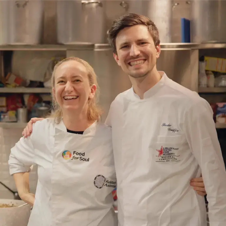 Chef Anna Cavallari e chef Paolo Griffa al Refettorio Milano