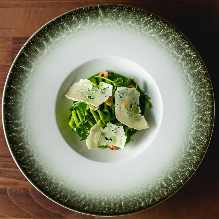 Eliche con pesto di rucola, nocciole e pecorino di fossa