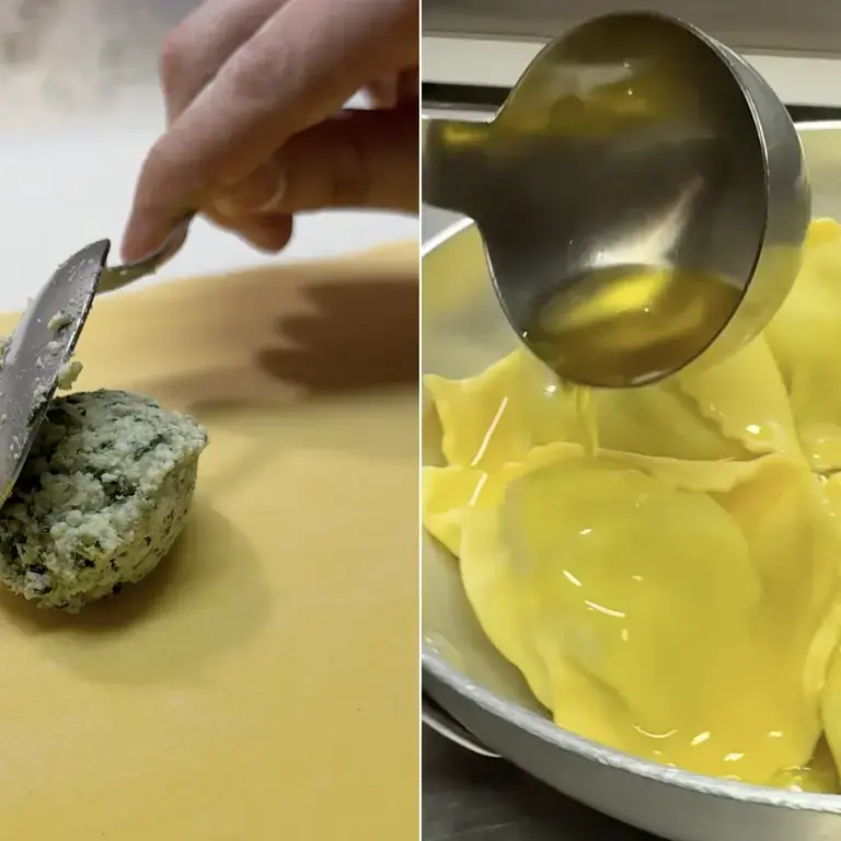 Osteria dei Servi - Tortelli alle erbette in preparazione