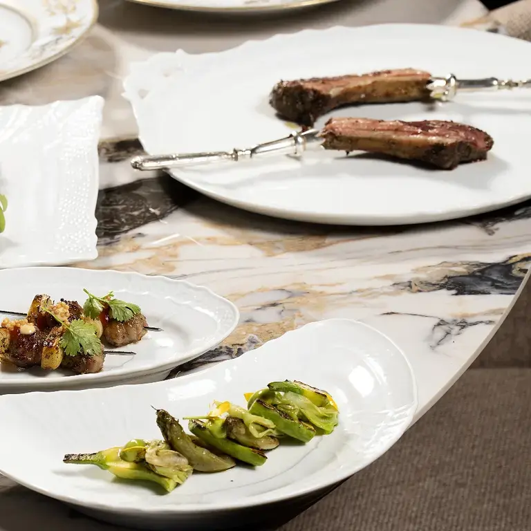 Piatti e mise en place- Alessandro Mecca al Castello di Grinzane Cavour