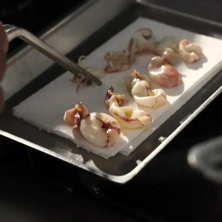 Pasta mista con ceci delle Murge e calamaretti - preparazione calamaretti
