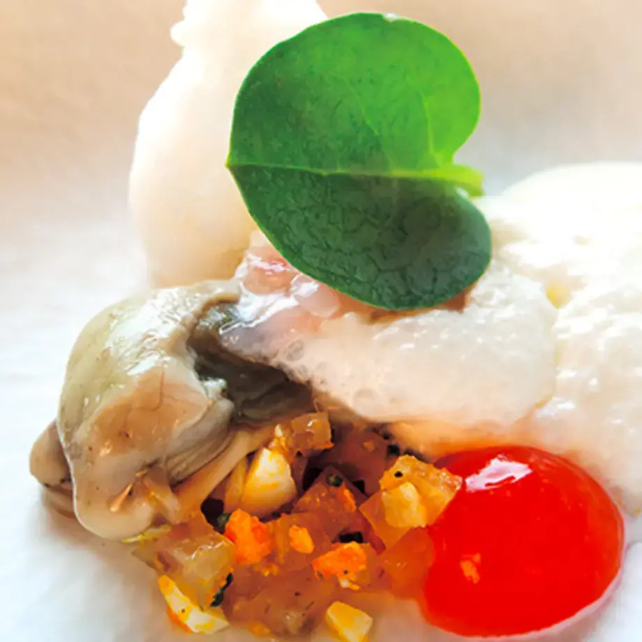ricette-ostriche-burrata-granita-di-lychees