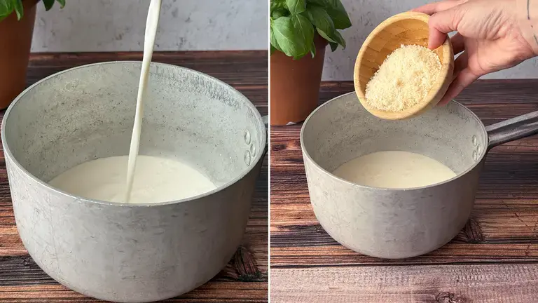 La preparazione della panna per la ricetta di Paolo Griffa con le Stelle Garofalo