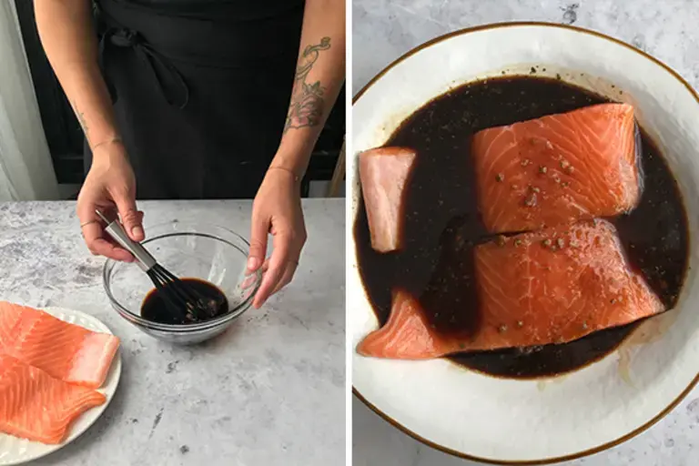 Salmone glassato al miso