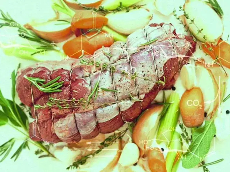 Rotolo di carne per arrosto cruda con cipolle, carote e aromi