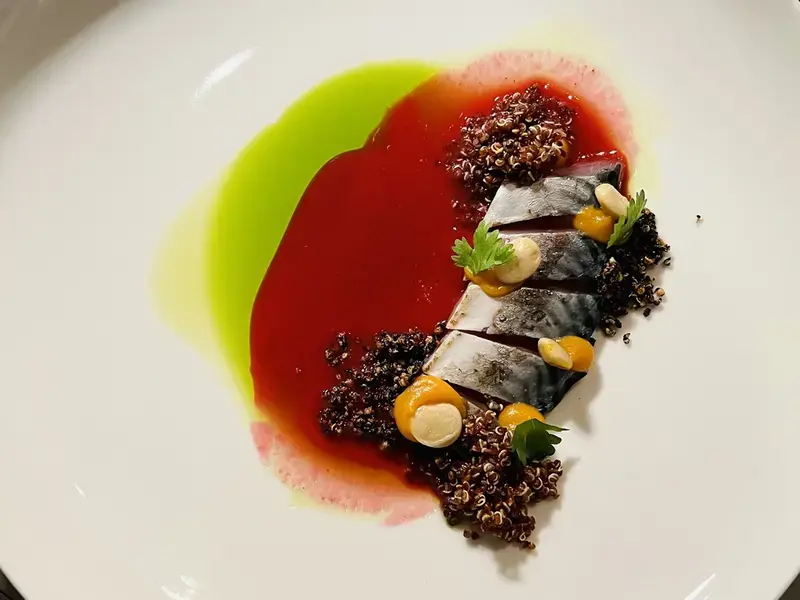Il piatto Selva alta/tiradito andino di chef Robles