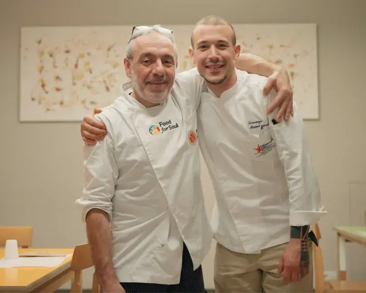 Chef Pasquale Valente e chef Lorenzo Manosperti al Refettorio Bologna