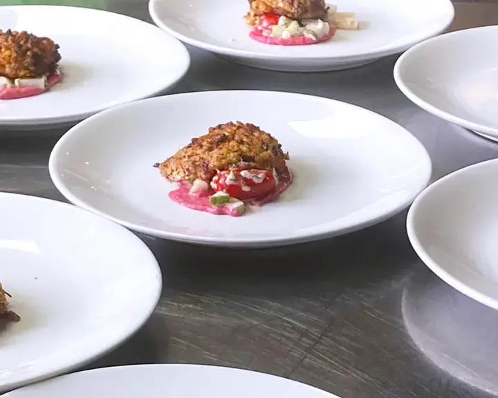 Frittella di couscous con maionese di prugne arrosto